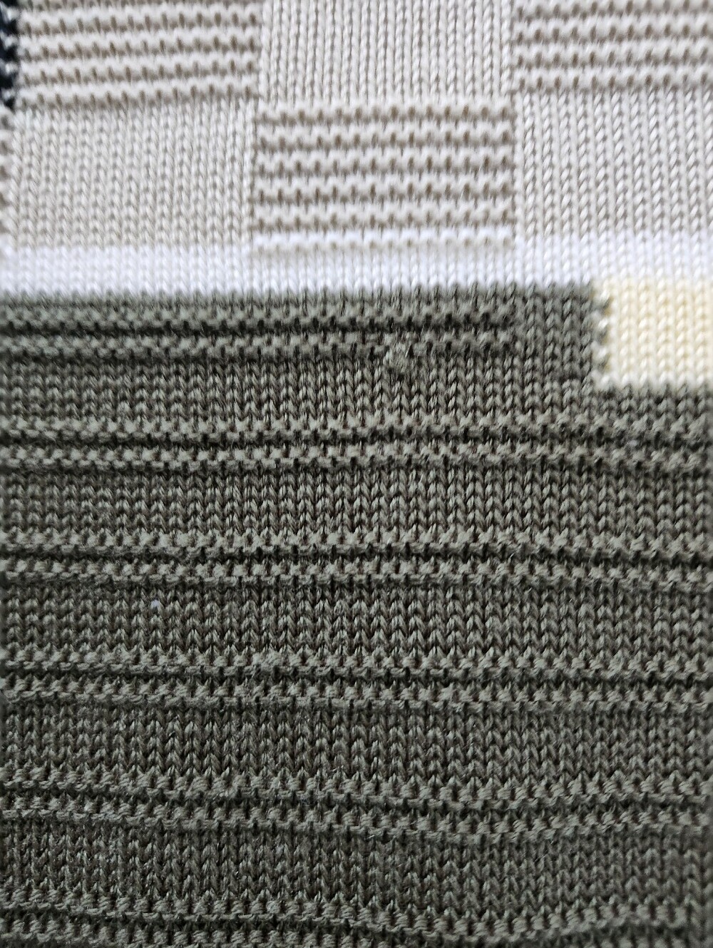 Geometric Block Knit Short Sleeve Top Earth Tone Retro Minimalist Sweater Medium - Picture 7 of 8